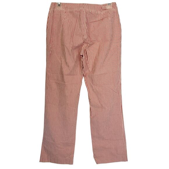 J. Crew Striped Seersucker Pants Red White Straight Leg Stretch 59798 Size 0 - Picture 6 of 10